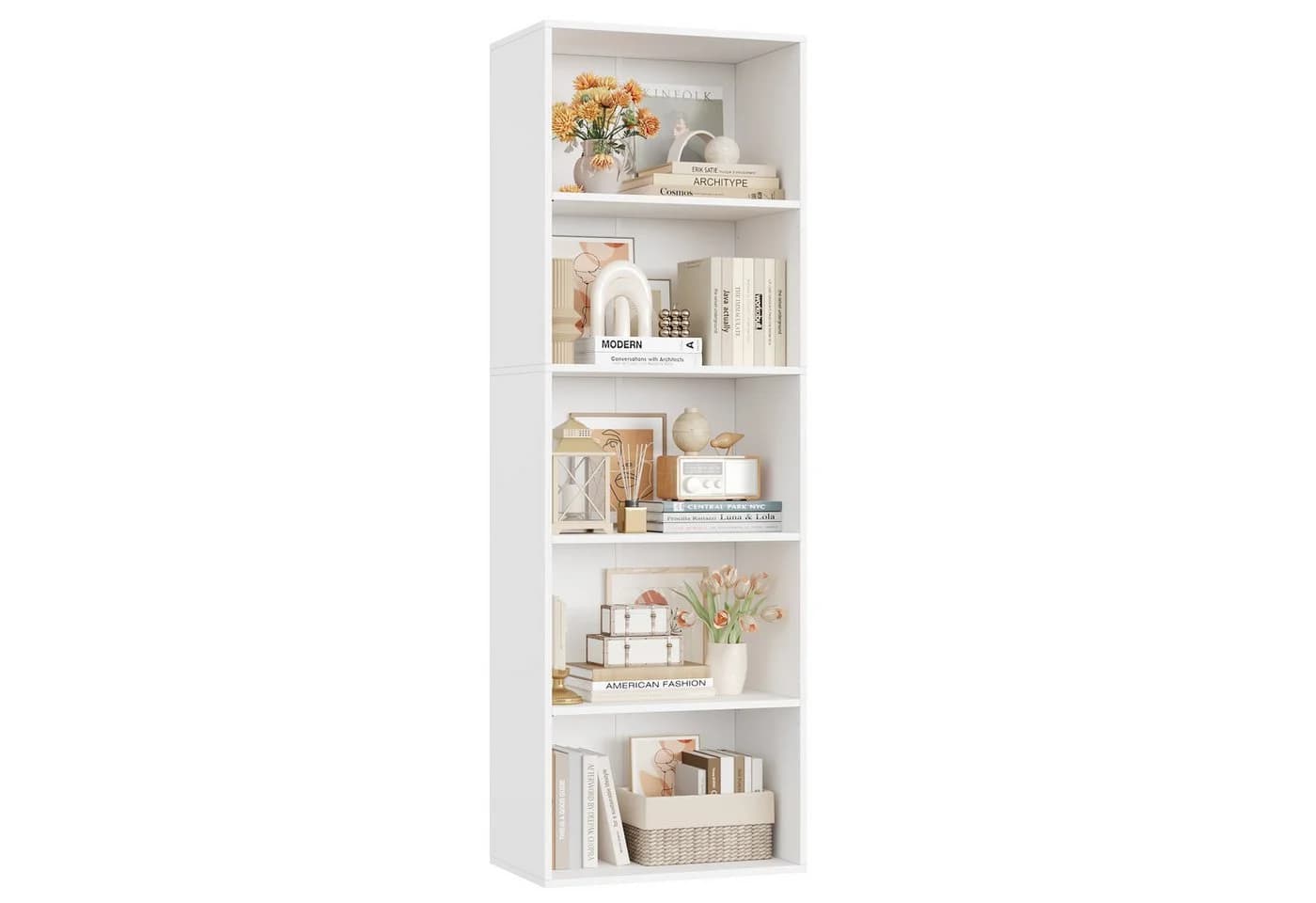 Homfa Bücherregal 5 Fächer 159cm Weiß/Schwarz Holzwerkstoff - Bild 2