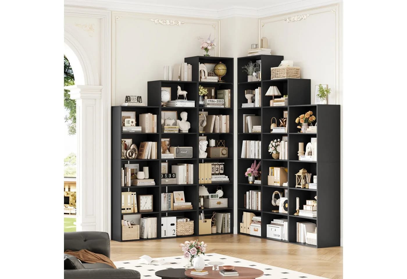 Homfa Bücherregal 5 Fächer 159cm Bücherschrank Standregal Weiß/Schwarz - Bild 4