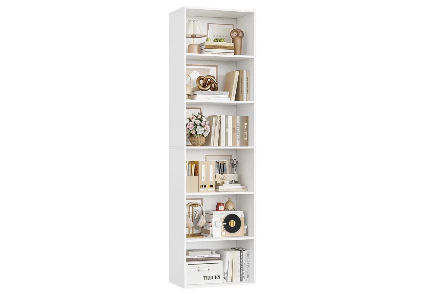 Homfa Bücherregal 6 Fächer 190,5 cm Bücherschrank Standregal Weiß/Schwarz - Bild 2