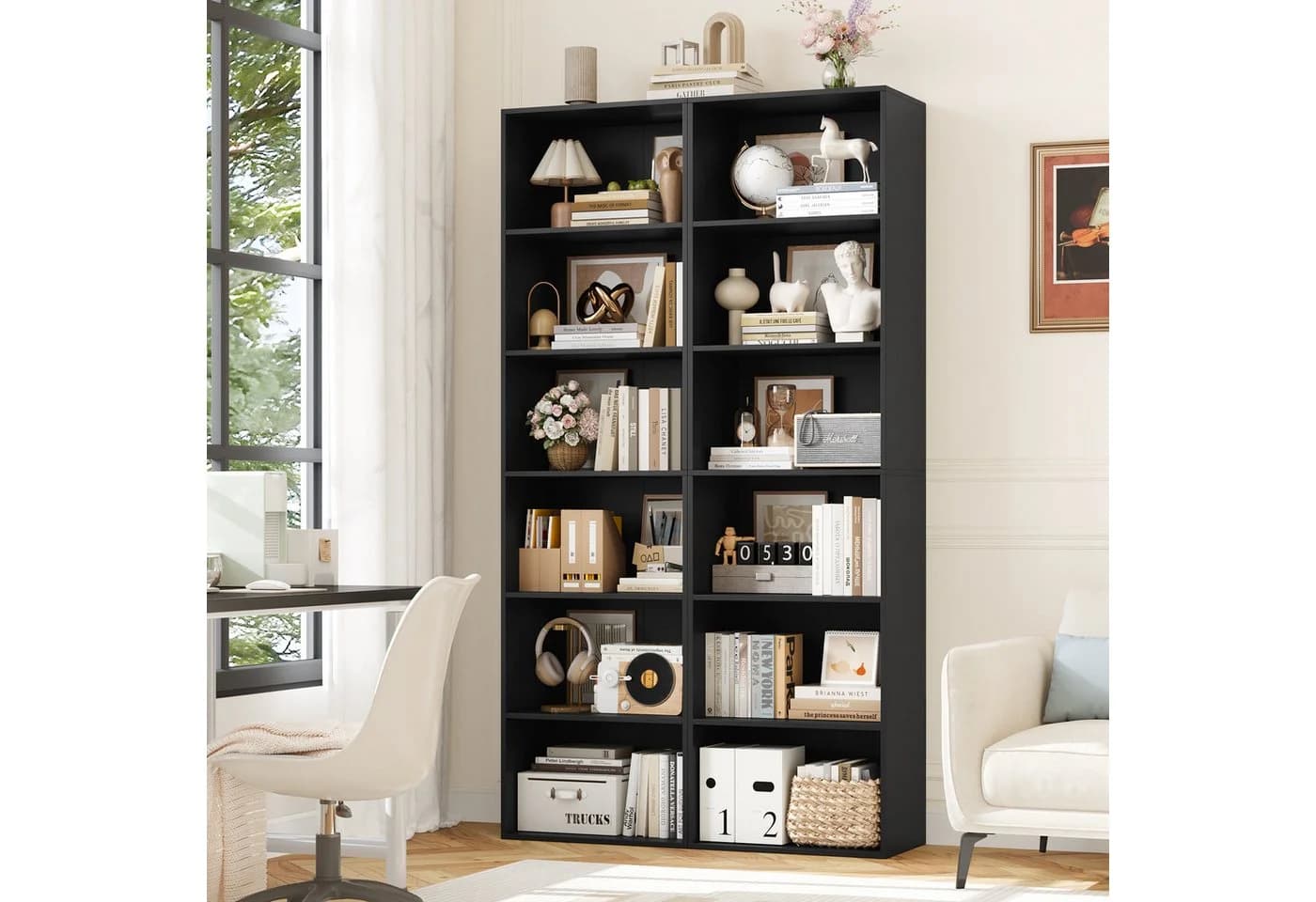Homfa Bücherregal 6 Fächer 190,5cm Bücherschrank Standregal Schwarz - Bild 4