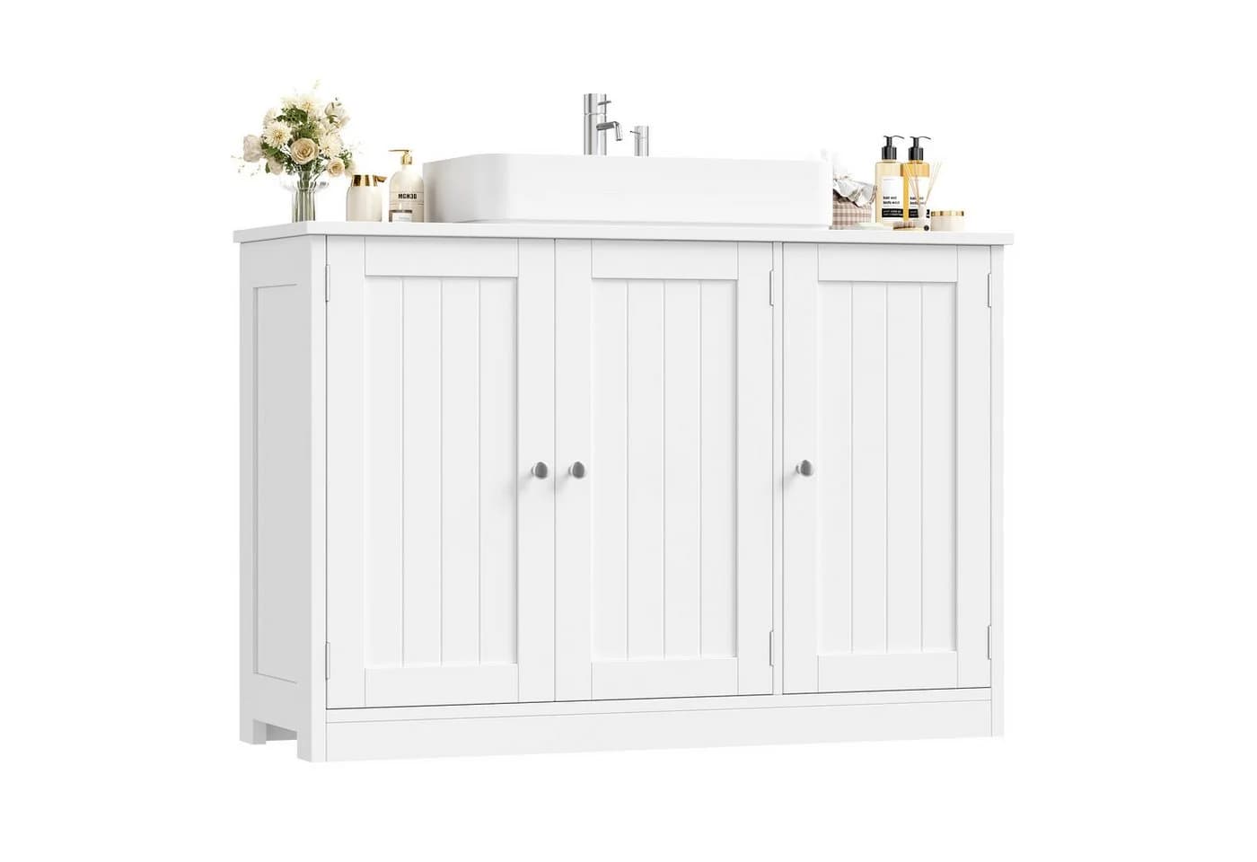 Homfa Waschbeckenunterschrank 90 cm 3 Türen Landhausstil - Bild 2