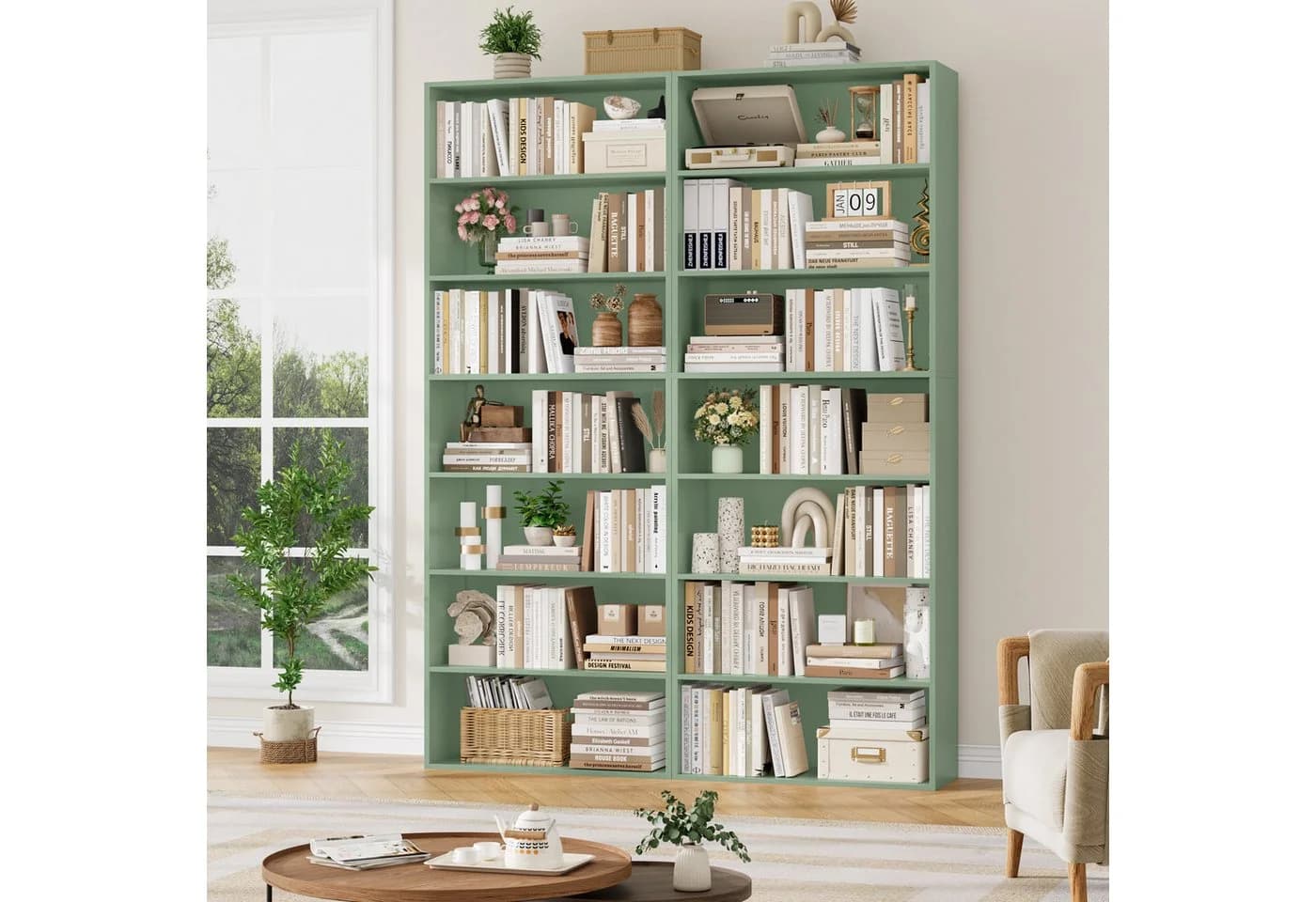 Homfa Bücherregal 210cm Standregal 7 Fächer Grün