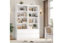Homfa Bücherregal Hochschrank Standregal Bücherschrank Raumteiler, 8 Fächer, 4 Schubladen, 120x30x180cm Bild 1