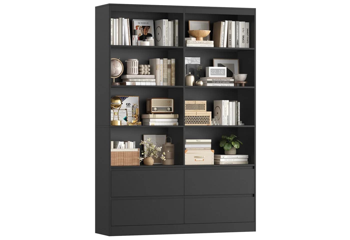 Homfa Bücherregal Hochschrank Raumteiler 8 Fächer 4 Schubladen 120x30x180cm - Bild 2