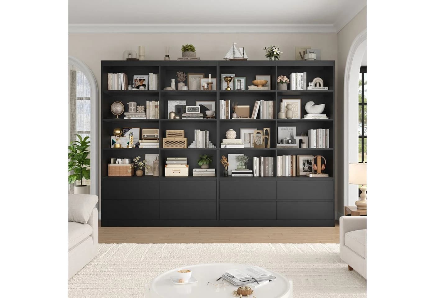 Homfa Bücherregal Hochschrank Raumteiler 8 Fächer 4 Schubladen 120x30x180cm - Bild 5