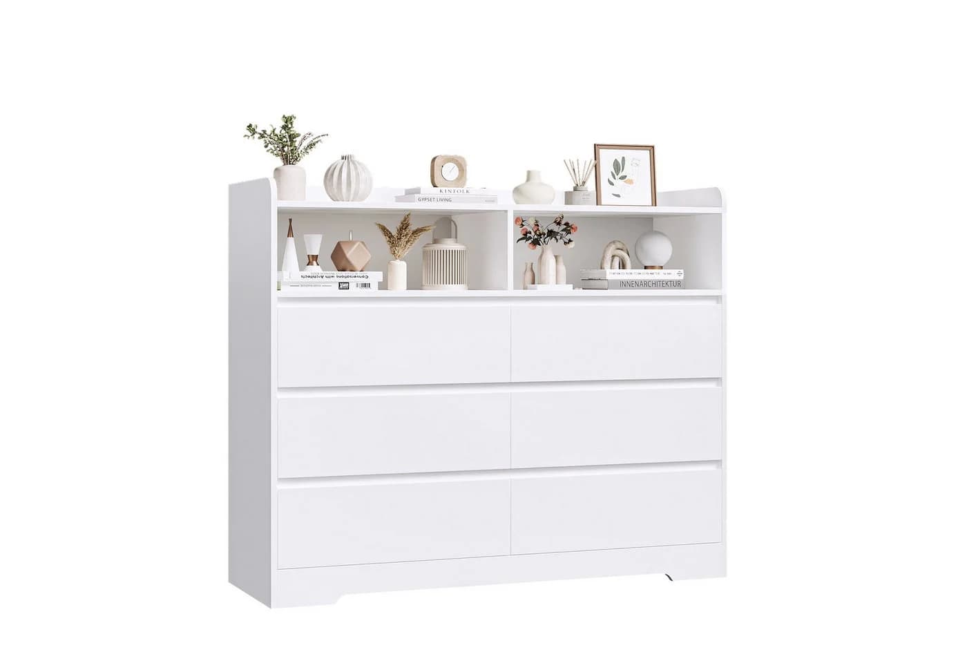 Homfa Kommode Sideboard mit 6 Schubladen und 2 offenen Fächern - Bild 2