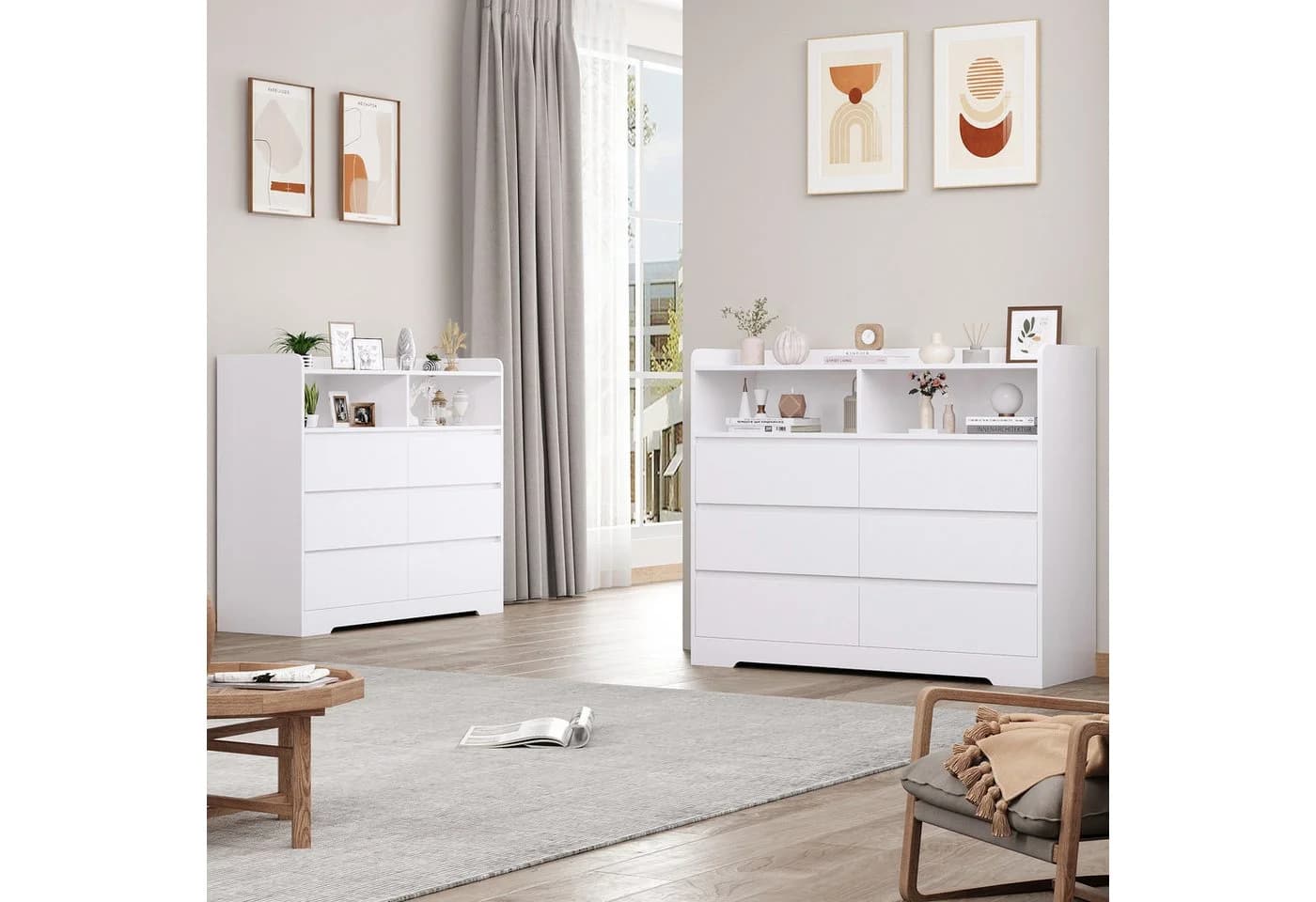 Homfa Kommode Sideboard mit 6 Schubladen und 2 offenen Fächern - Bild 5