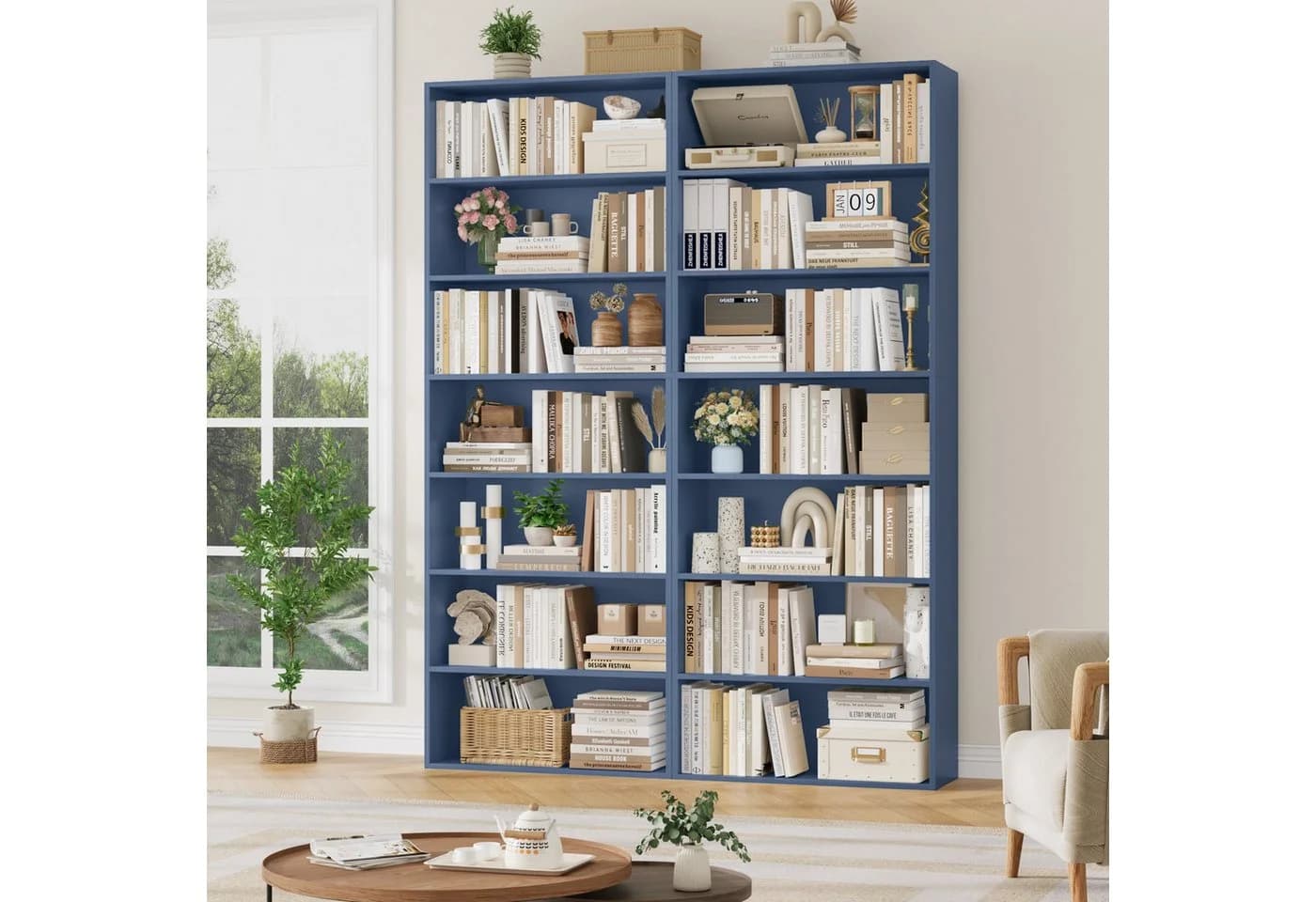 Homfa Bücherregal 210cm Standregal Bücherschrank 7 Fächer Blau