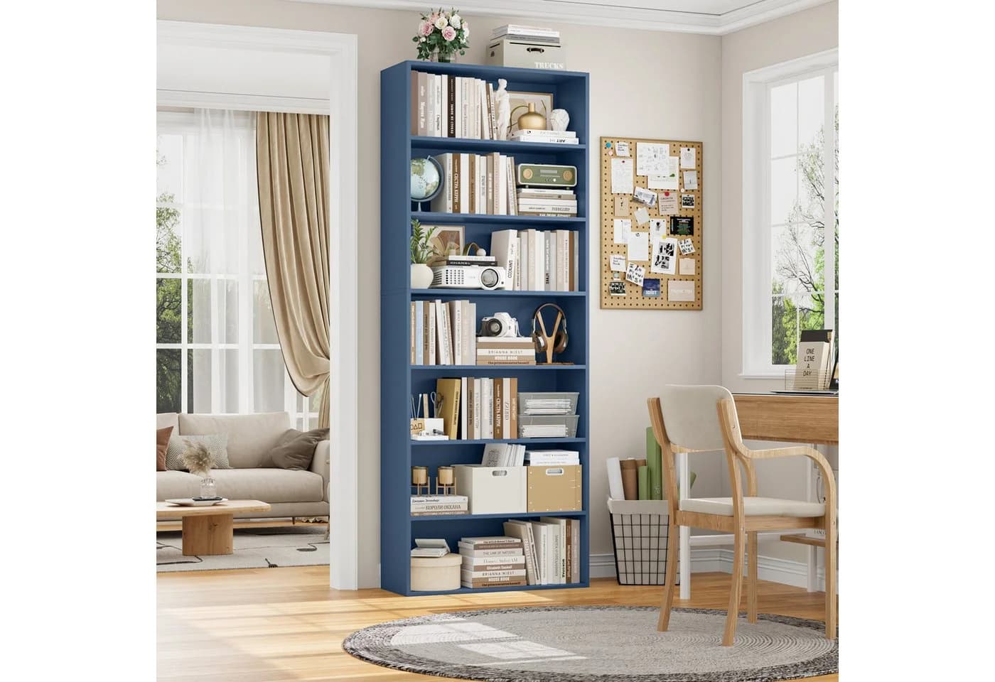 Homfa Bücherregal 210cm Standregal Bücherschrank 7 Fächer Blau - Bild 5