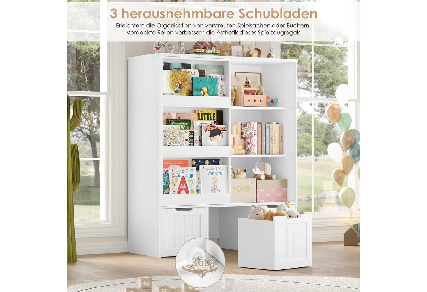 Homfa Kinderregal mit 3 Schubladen und 6 Fächern Weiß/Rosa - Bild 4
