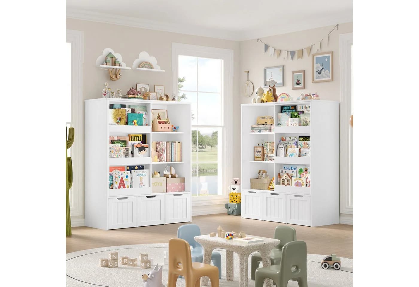 Homfa Kinderregal mit 3 Schubladen und 6 Fächern Weiß/Rosa - Bild 5