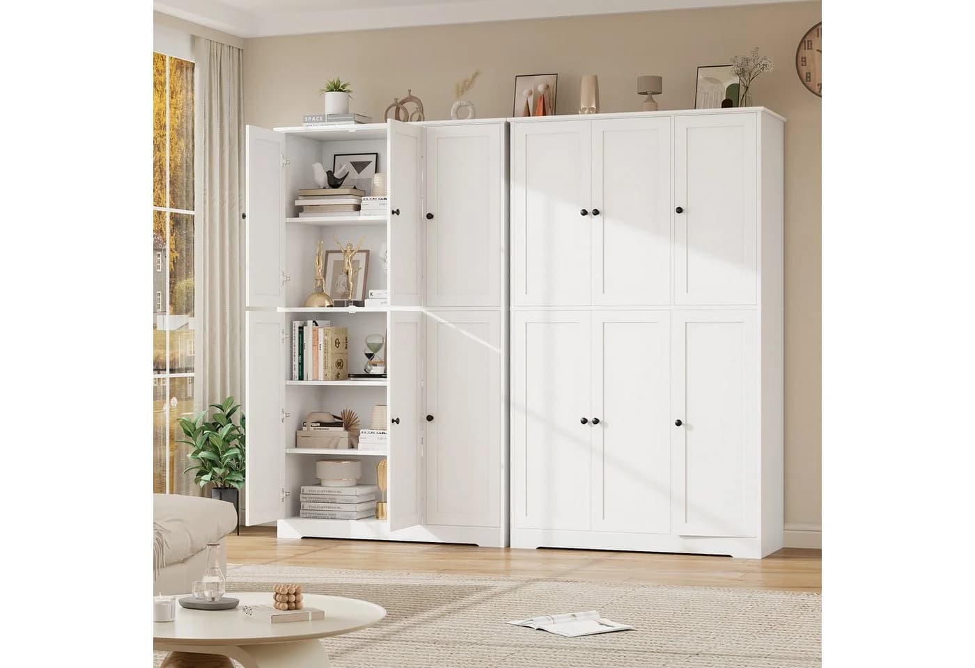 Homfa Mehrzweckschrank Küchenschrank 6 Türen Weiß - Bild 4