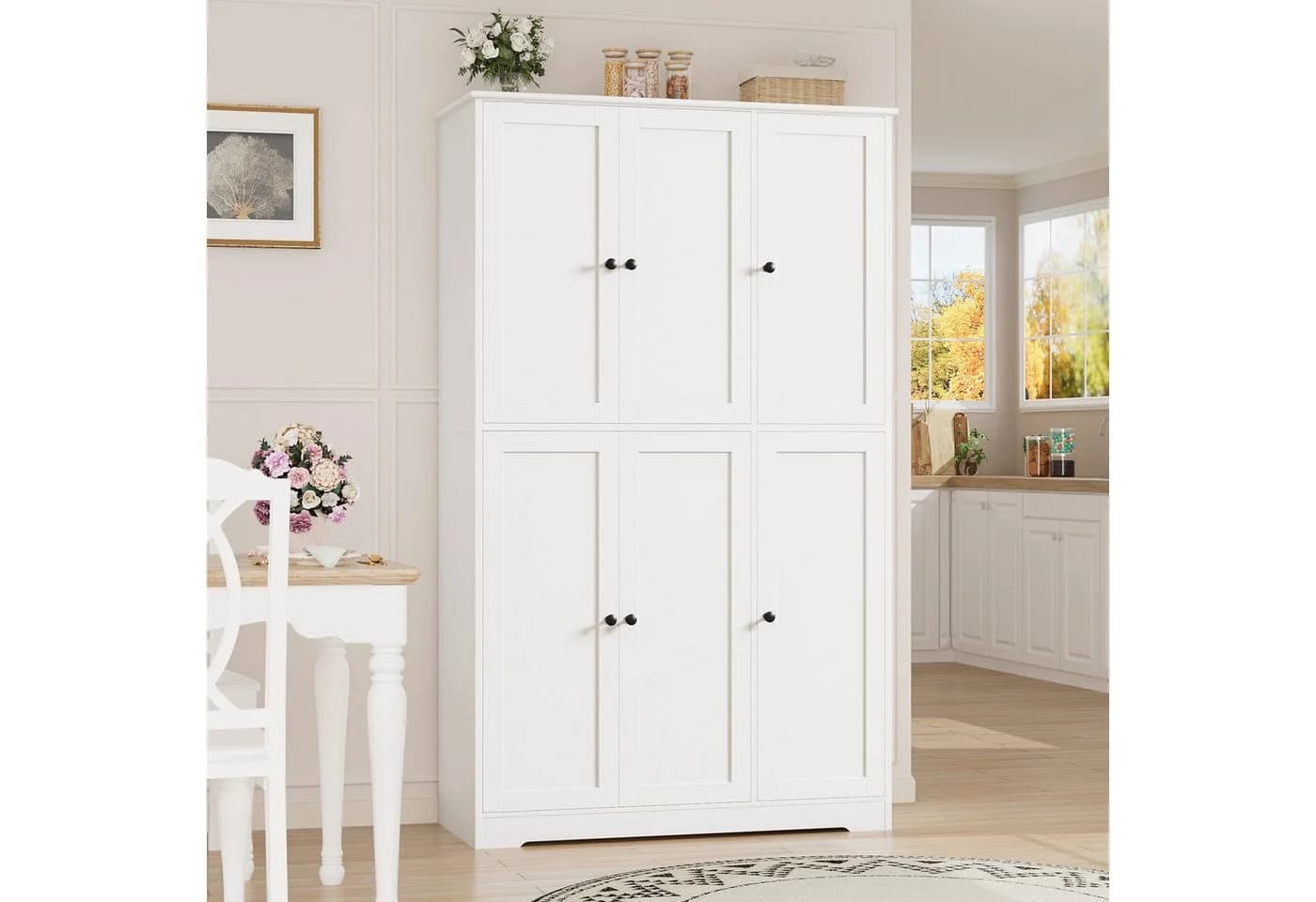 Homfa Mehrzweckschrank Küchenschrank 6 Türen Weiß - Bild 5