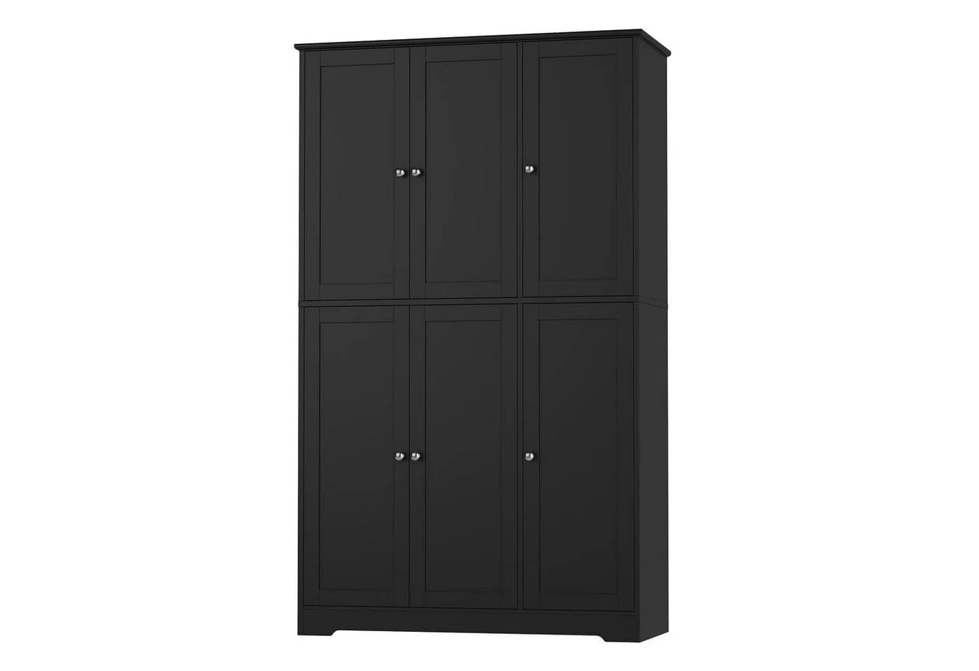 Homfa Mehrzweckschrank Küchenschrank Drehtürenschrank Kleiderschrank 6 Türen Schwarz - Bild 2