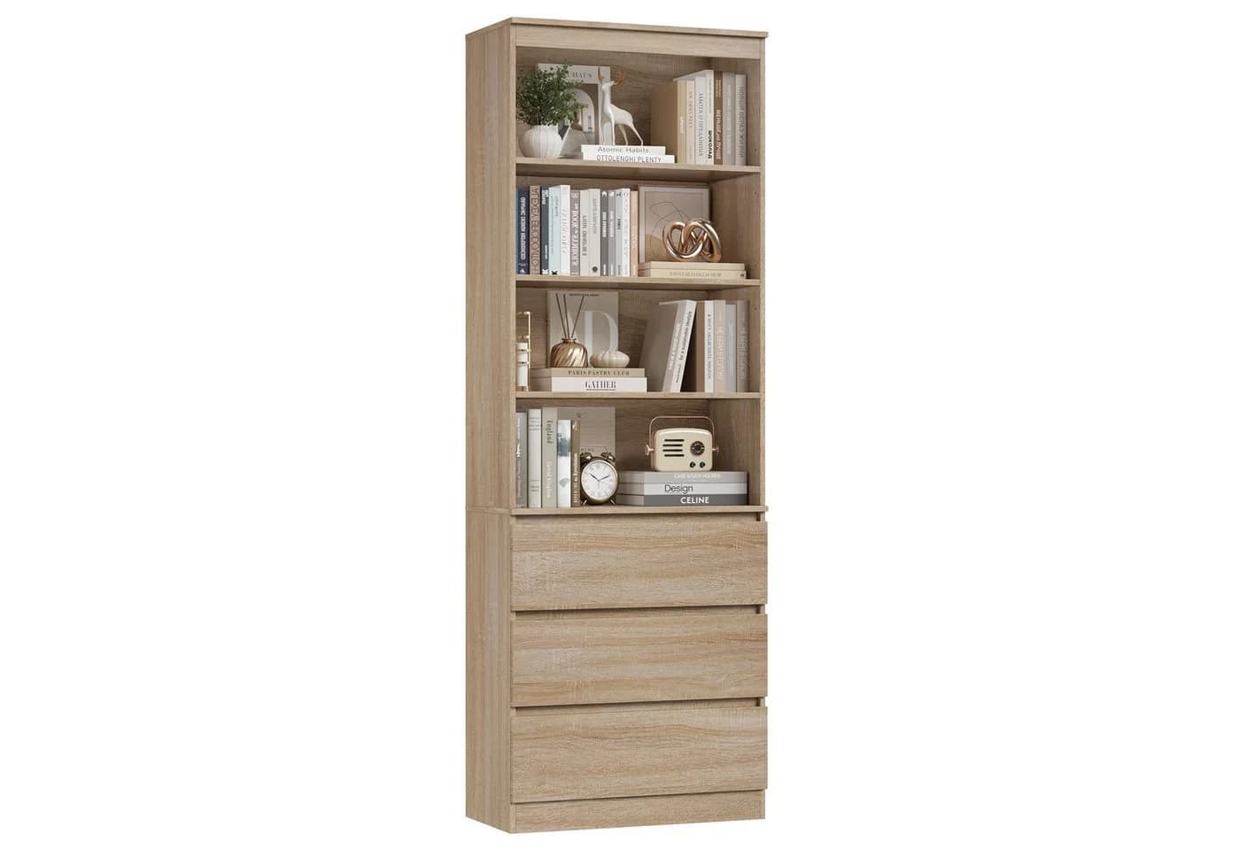 Homfa Bücherregal Hochschrank Bücherschrank Raumteiler 4 Fächer 3 Schubladen - Bild 2