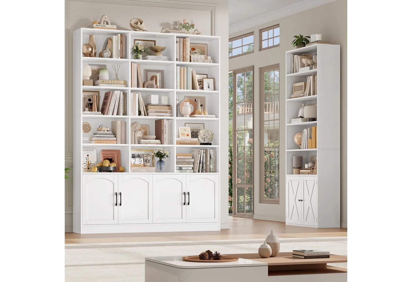 Homfa Bücherregal 209cm Bücherschrank Raumteiler Standregal 15 Fächer Weiß - Bild 3