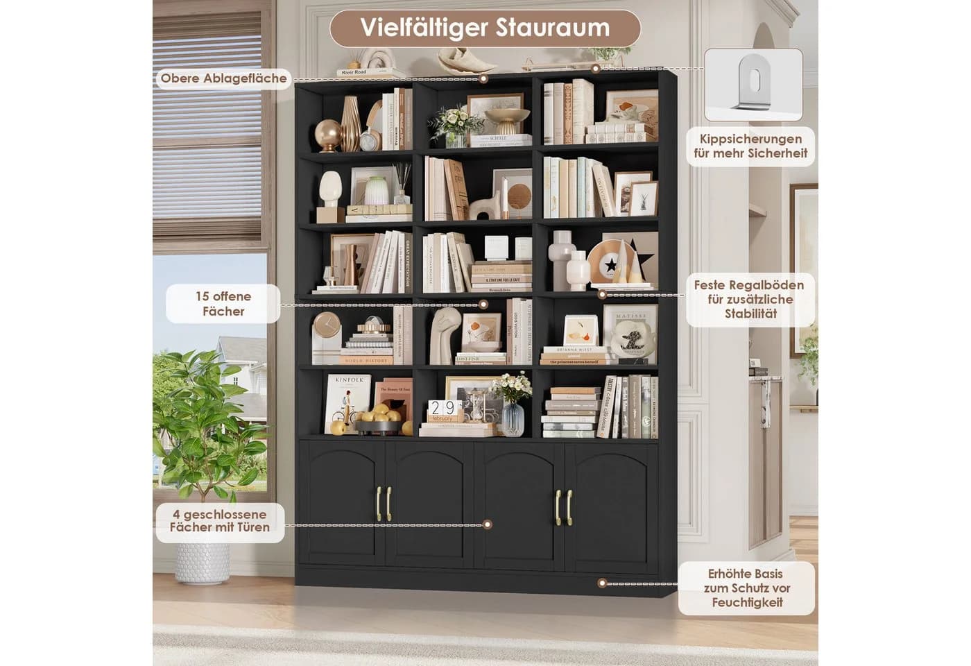 Homfa Bücherregal 209cm Bücherschrank Hochschrank Raumteiler Standregal - Bild 5