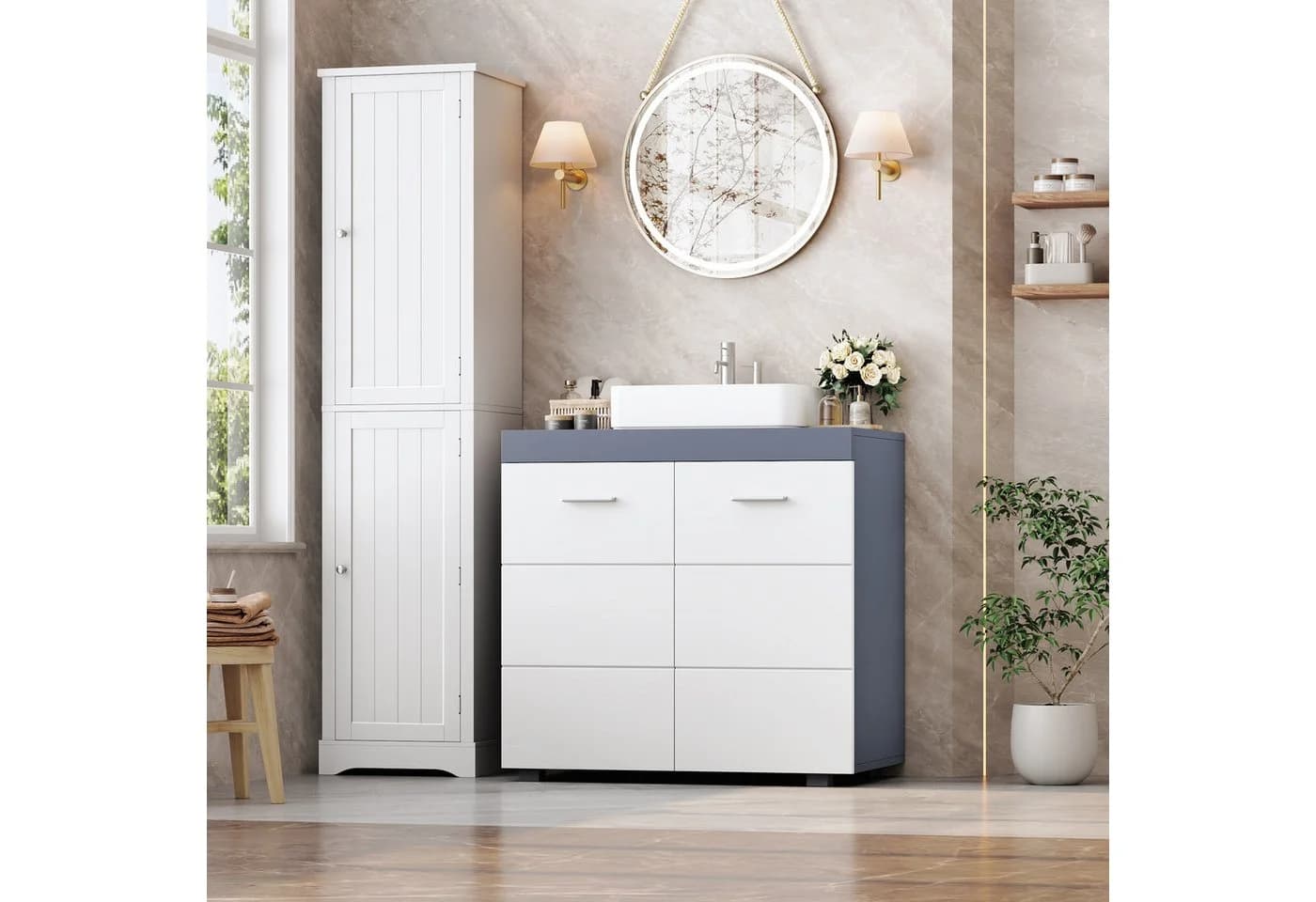 Homfa Waschbeckenunterschrank Weiß - Bild 3