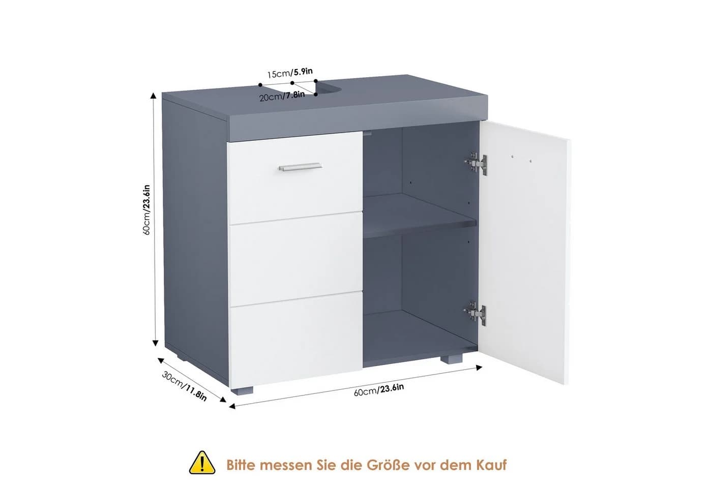 Homfa Waschbeckenunterschrank Weiß - Bild 4