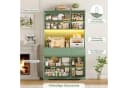Homfa Küchenbuffet Küchenschrank mit LED, Steckdosen, Arbeitsplatte, 6 Türen und Schubladen Grün Bild 1