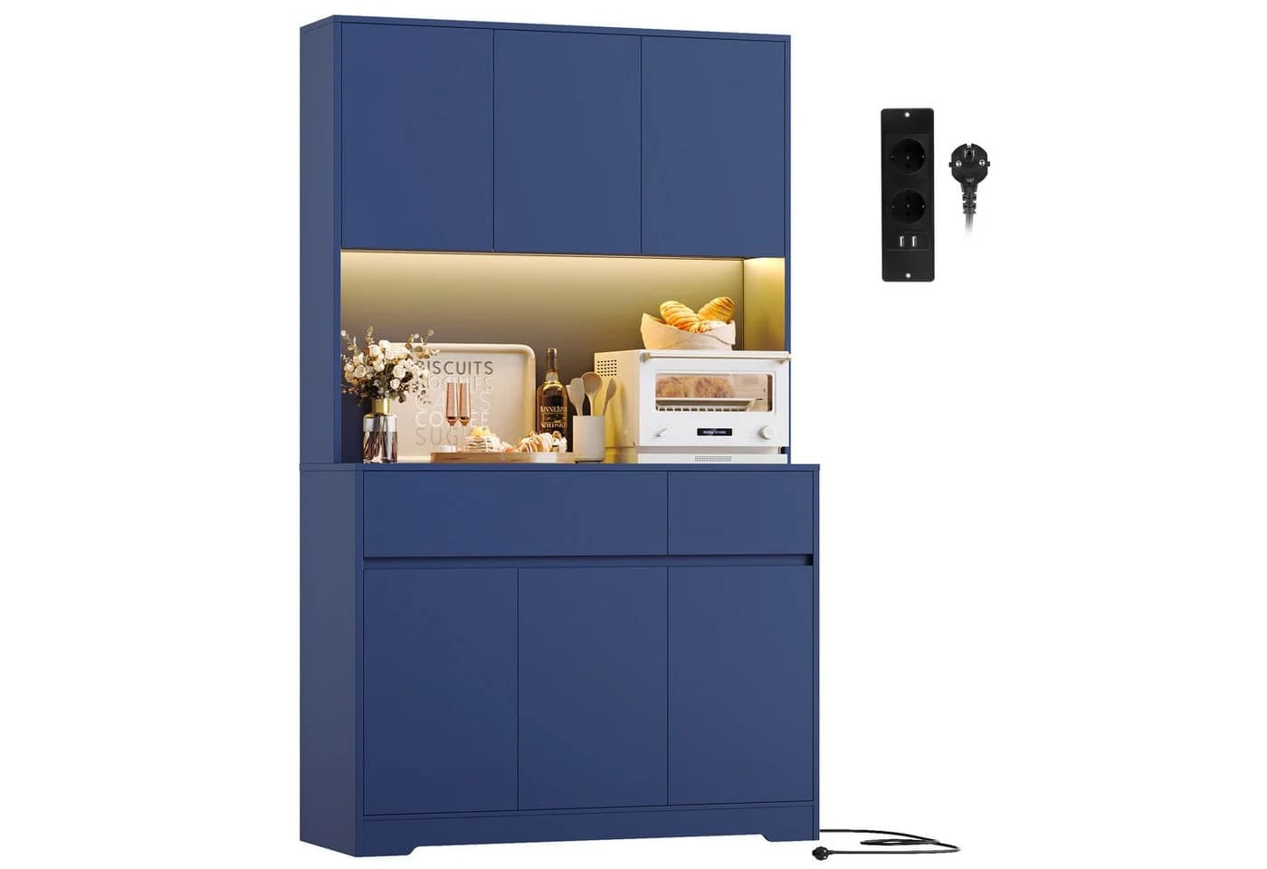 Homfa Küchenbuffet Küchenschrank mit Arbeitsplatte Blau - Bild 2