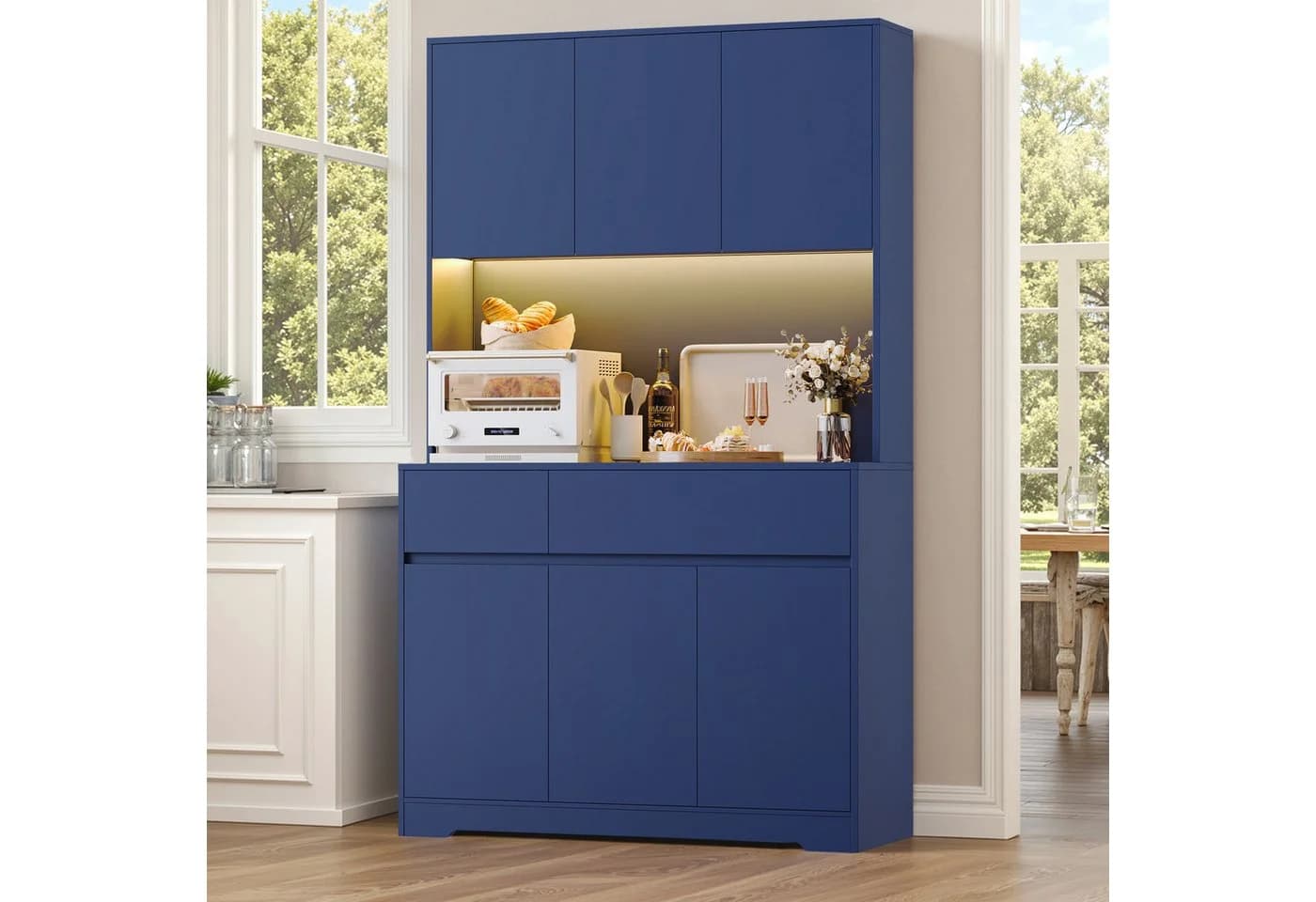 Homfa Küchenbuffet Küchenschrank mit Arbeitsplatte Blau - Bild 4