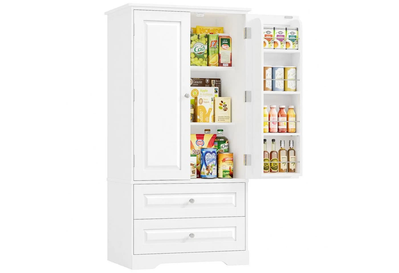 Homfa Mehrzweckschrank Küchenschrank Vorratsschrank Buffetschrank 8 Türregale 2 Schubladen - Bild 2