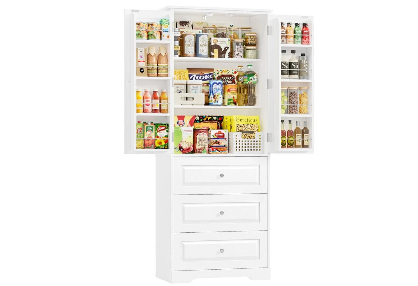 Homfa Mehrzweckschrank Küchenschrank Vorratsschrank Buffetschrank mit 8 Türregalen, 2 Schubladen - Bild 2
