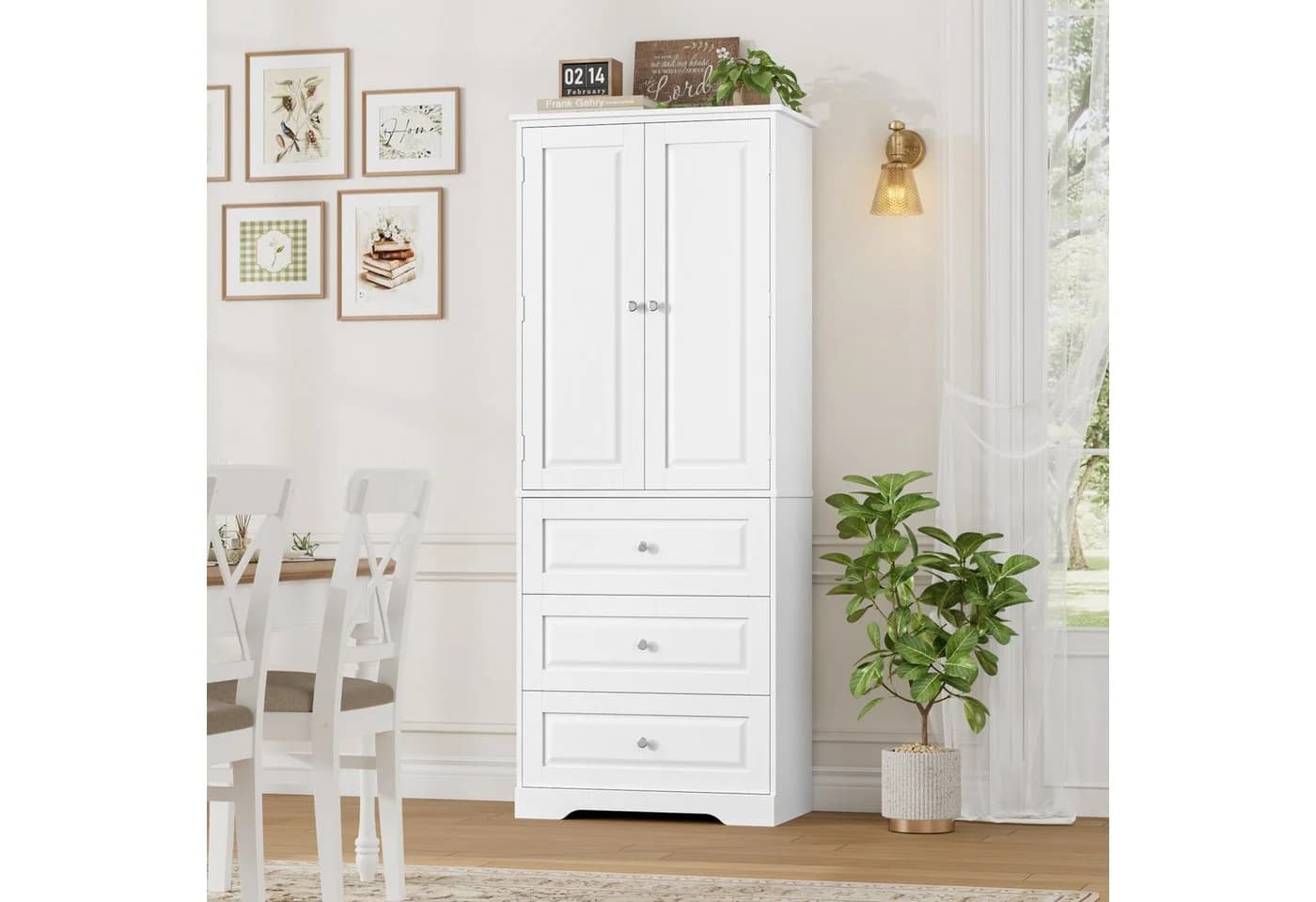 Homfa Mehrzweckschrank Küchenschrank Vorratsschrank Buffetschrank mit 8 Türregalen, 2 Schubladen - Bild 4