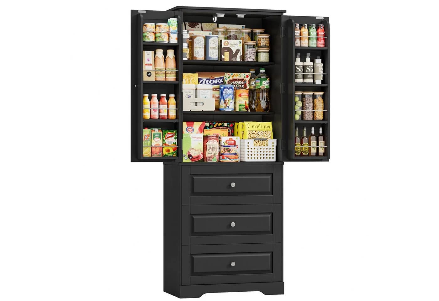 Homfa Küchenschrank 60x40x150 cm Schwarz - Bild 2