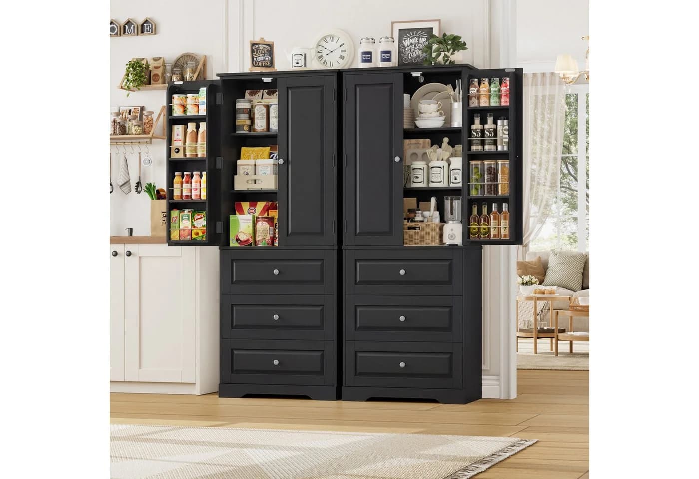 Homfa Küchenschrank 60x40x150 cm Schwarz - Bild 5