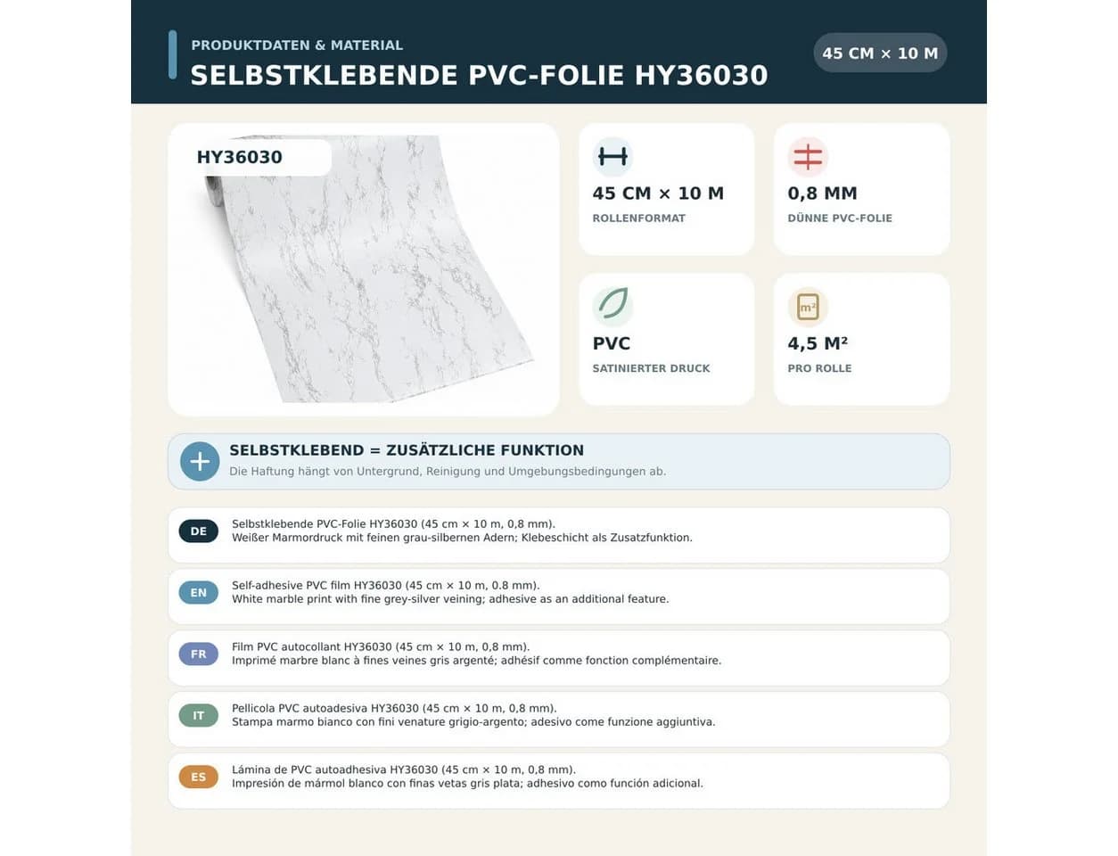 IKHEMalarka 3D-Tapete Selbstklebend PVC Folie Weiß 4,5m Rolle - Bild 4