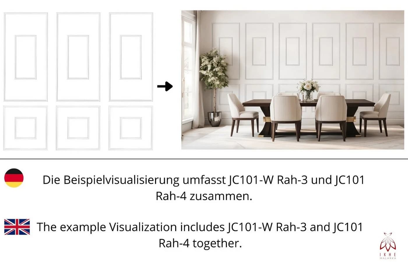 IKHEMalarka 3D Wandpaneel Wandleisten Set 24-teilig Weiß - Bild 5