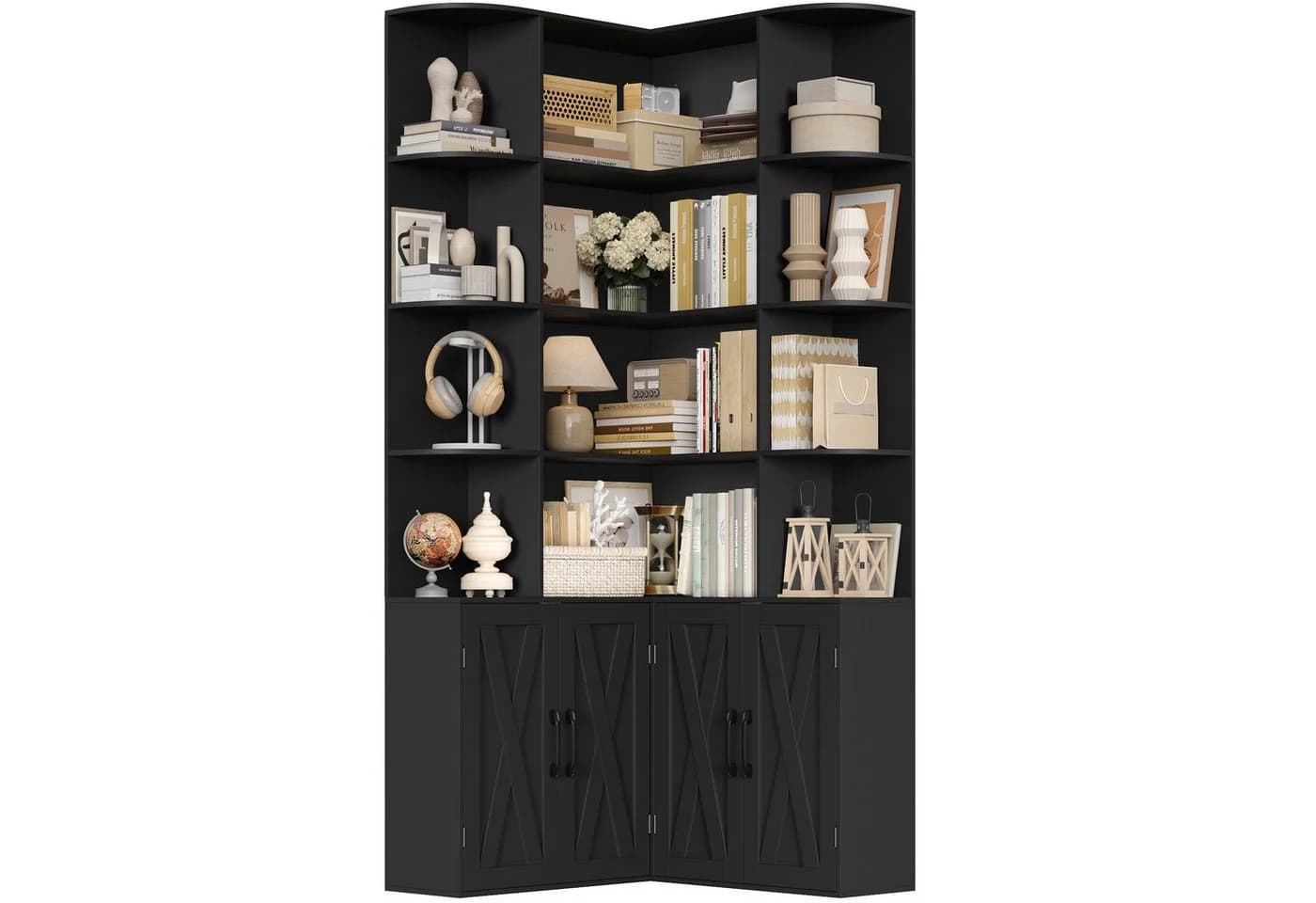 Homfa Eckregal Bücherregal Weiß Schwarz Landhausstil - Bild 2