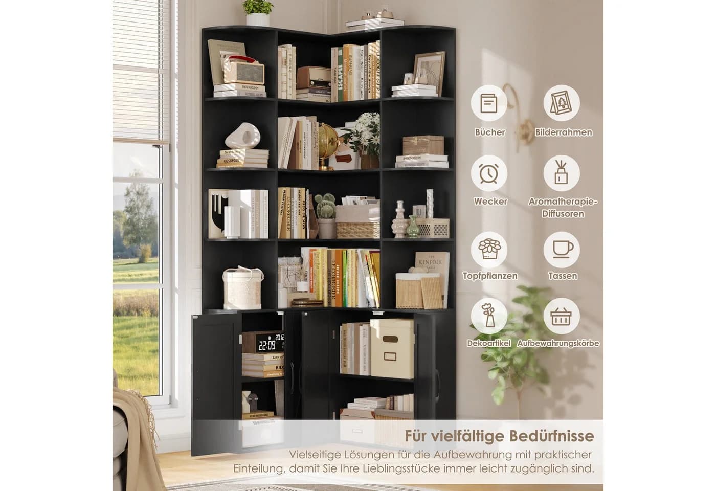 Homfa Eckregal Bücherregal Weiß Schwarz Landhausstil - Bild 4