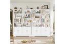 Homfa Bücherregal 185 cm hoch mit 4 Türen und 8 Fächern Weiß/Schwarz Bild 1