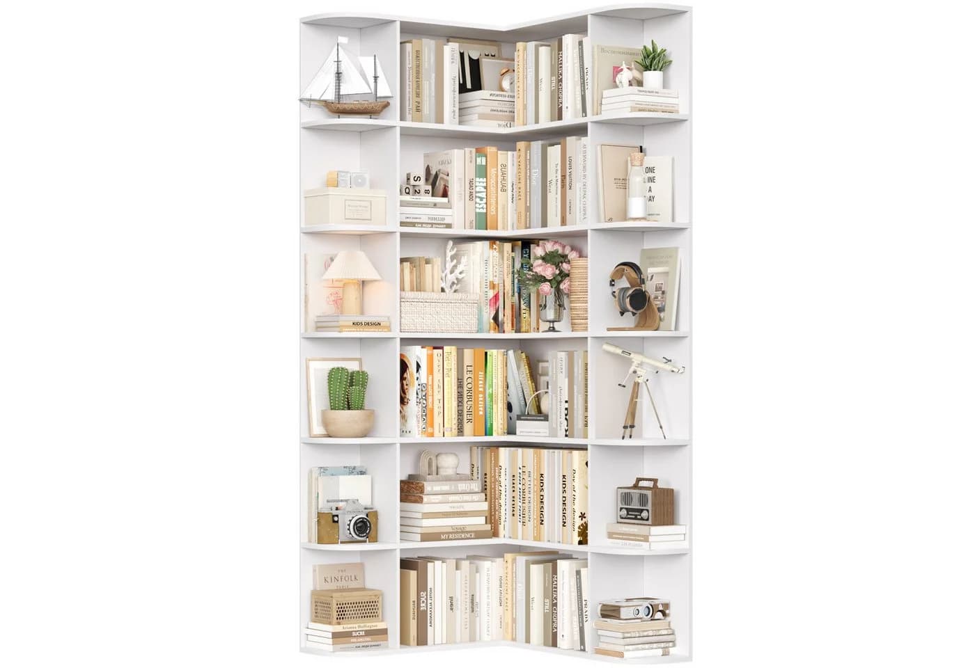 Homfa Eckregal Weiß L-förmig Bücherregal Standregal 185 cm - Bild 2