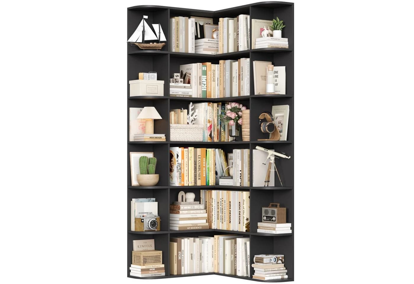 Homfa Eckregal Schwarz L-förmig Bücherregal 185 cm - Bild 2