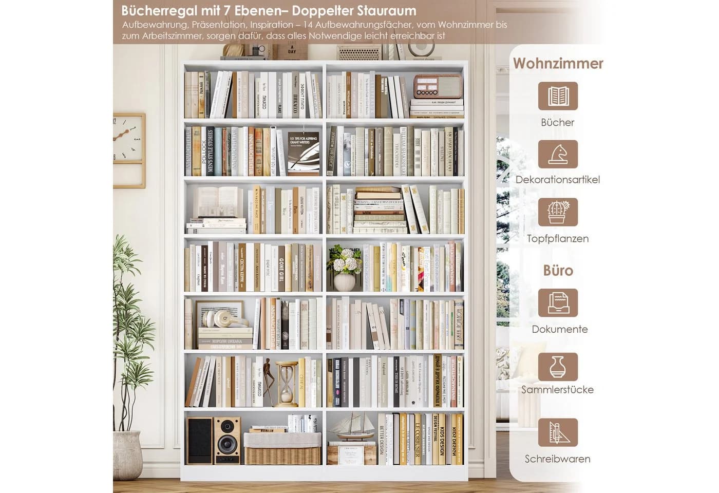 Homfa Bücherregal 14 Fächer Weiß Modernes Standregal - Bild 4