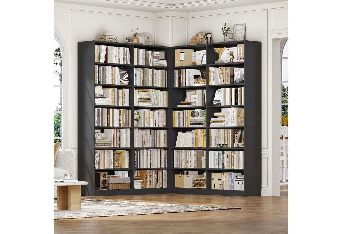 Homfa Bücherregal Schwarz 14 Fächer Standregal - Bild 5