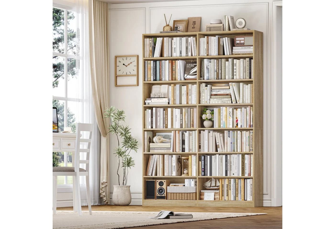 Homfa Bücherregal Eiche 14 Fächer Standregal Raumteiler