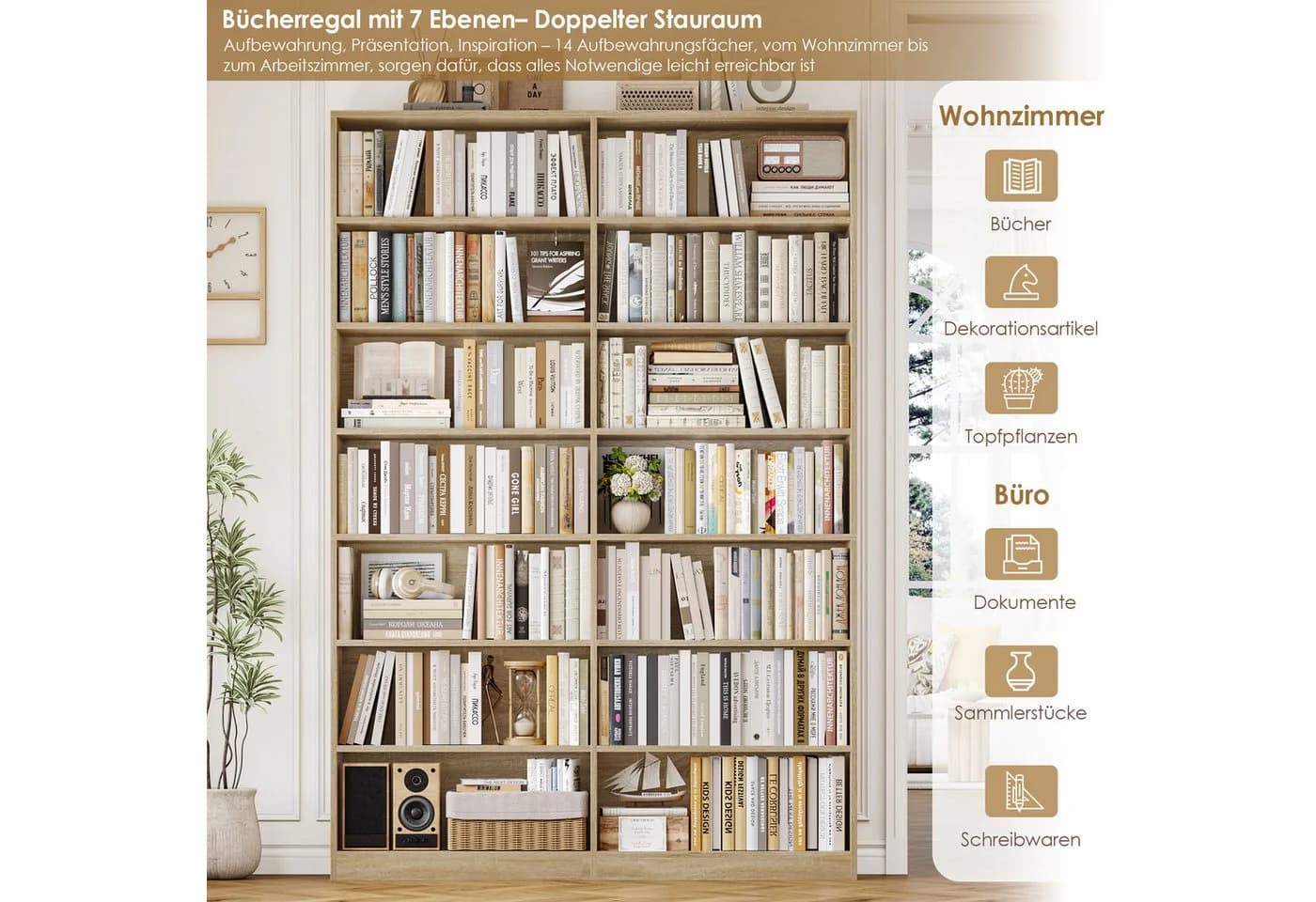 Homfa Bücherregal Eiche 14 Fächer Standregal Raumteiler - Bild 4