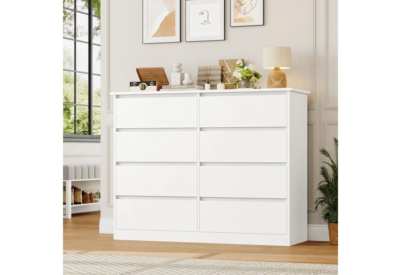 Homfa Kommode 8 Schubladen Weiß Modern Sideboard - Bild 5