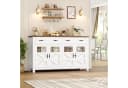 Homfa Sideboard 140cm Weiß mit 2 Schubladen & 4 Glastüren Bild 1