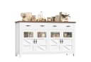 Homfa Sideboard 140cm Weiß mit 2 Schubladen & 4 Glastüren Bild 2