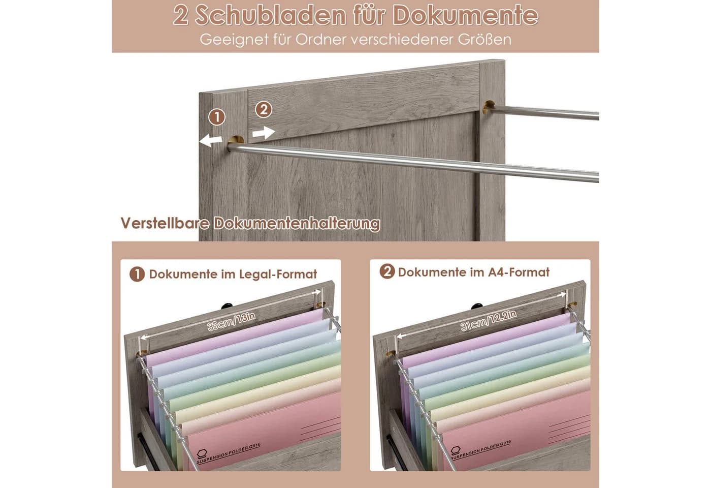 Homfa Aktenschrank mit Steckdose und Schubladen Artisan Eiche - Bild 4