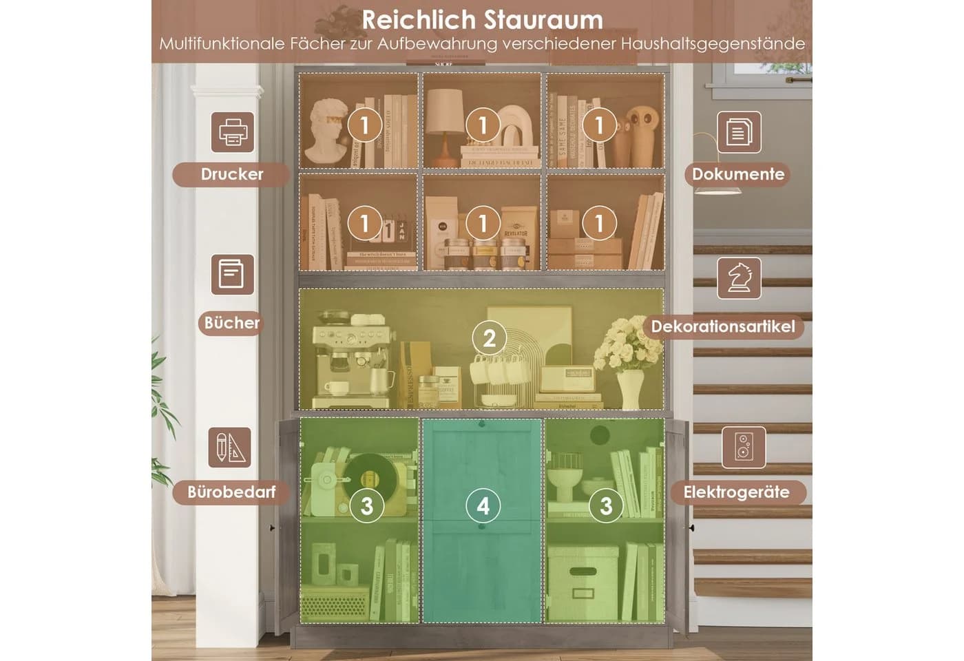Homfa Aktenschrank mit Steckdose und Schubladen Artisan Eiche - Bild 5