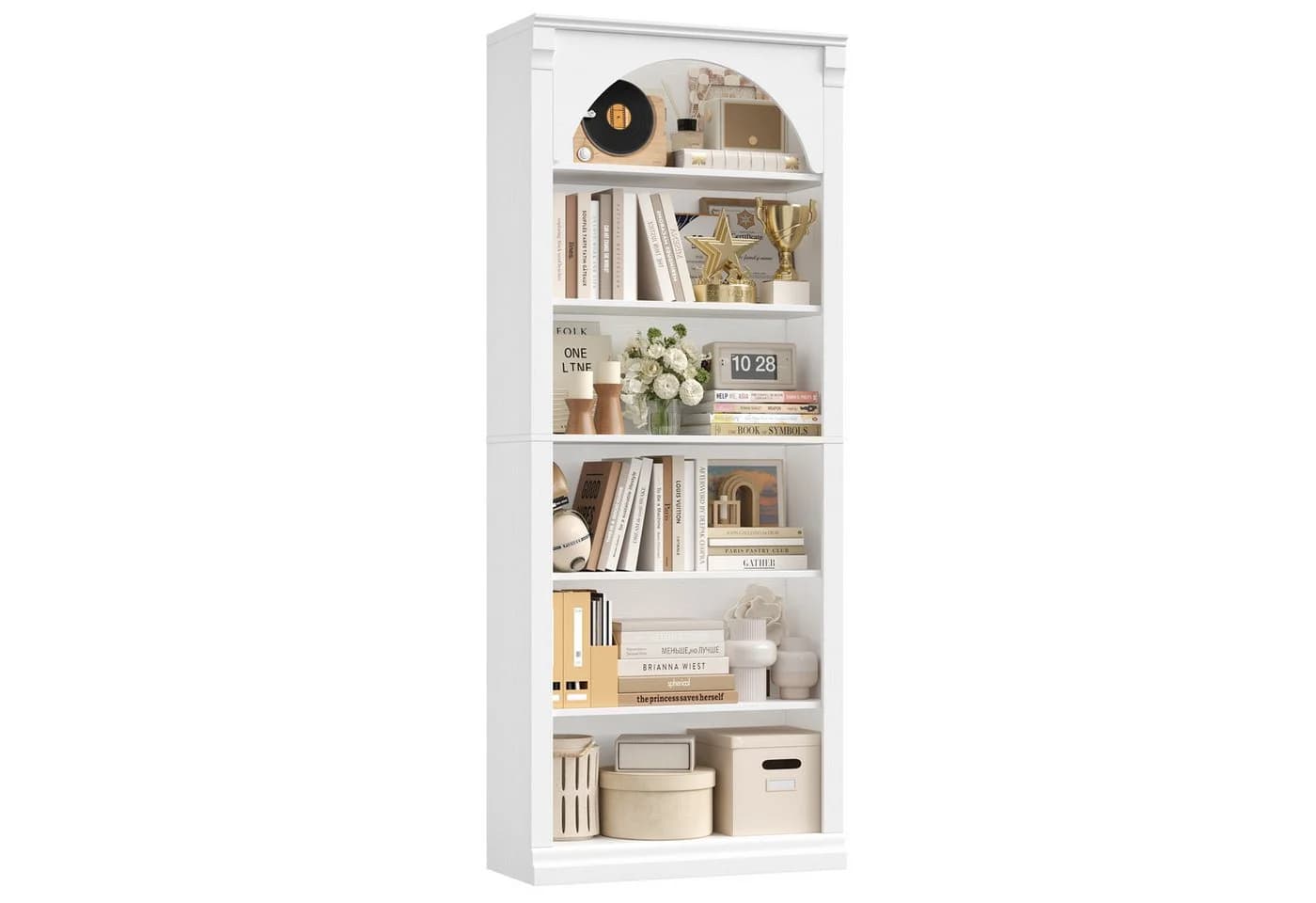 Homfa Bücherregal Weiß 6 Fächer Arch-Design - Bild 2