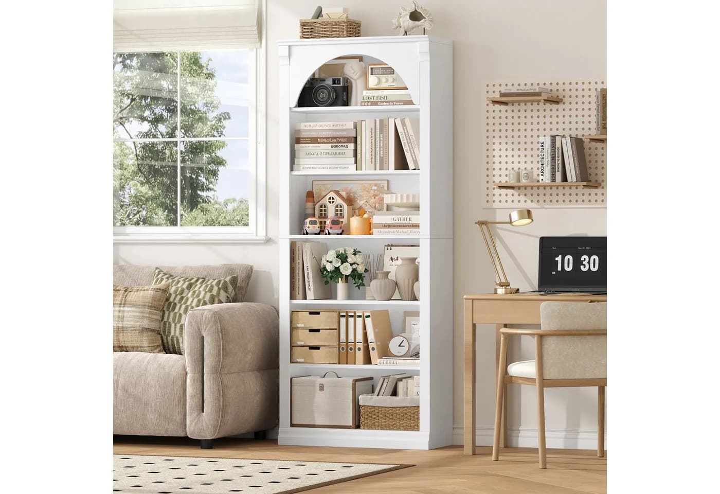Homfa Bücherregal Weiß 6 Fächer Arch-Design - Bild 5