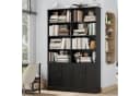 Homfa Bücherregal 185 cm mit 4 Türen und 8 Fächern Schwarz/Weiß Bild 4
